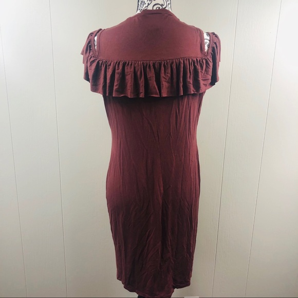 Burnt Sienna Cold Shoulder Dress Size Size Medium - Picture 4 of 6